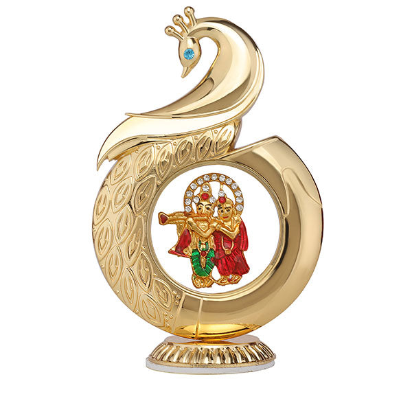 LORD RADHA KRISHNA CAR DESK BOARD IDOL PEACOCK SHAPE