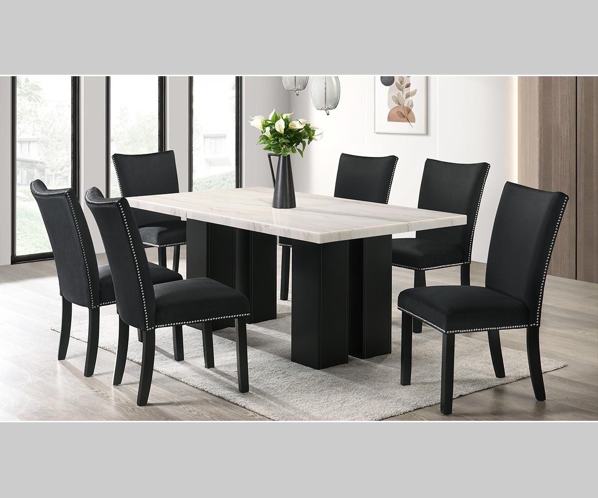 Lantana Set T7040 DTS Table 6 Black Chairs