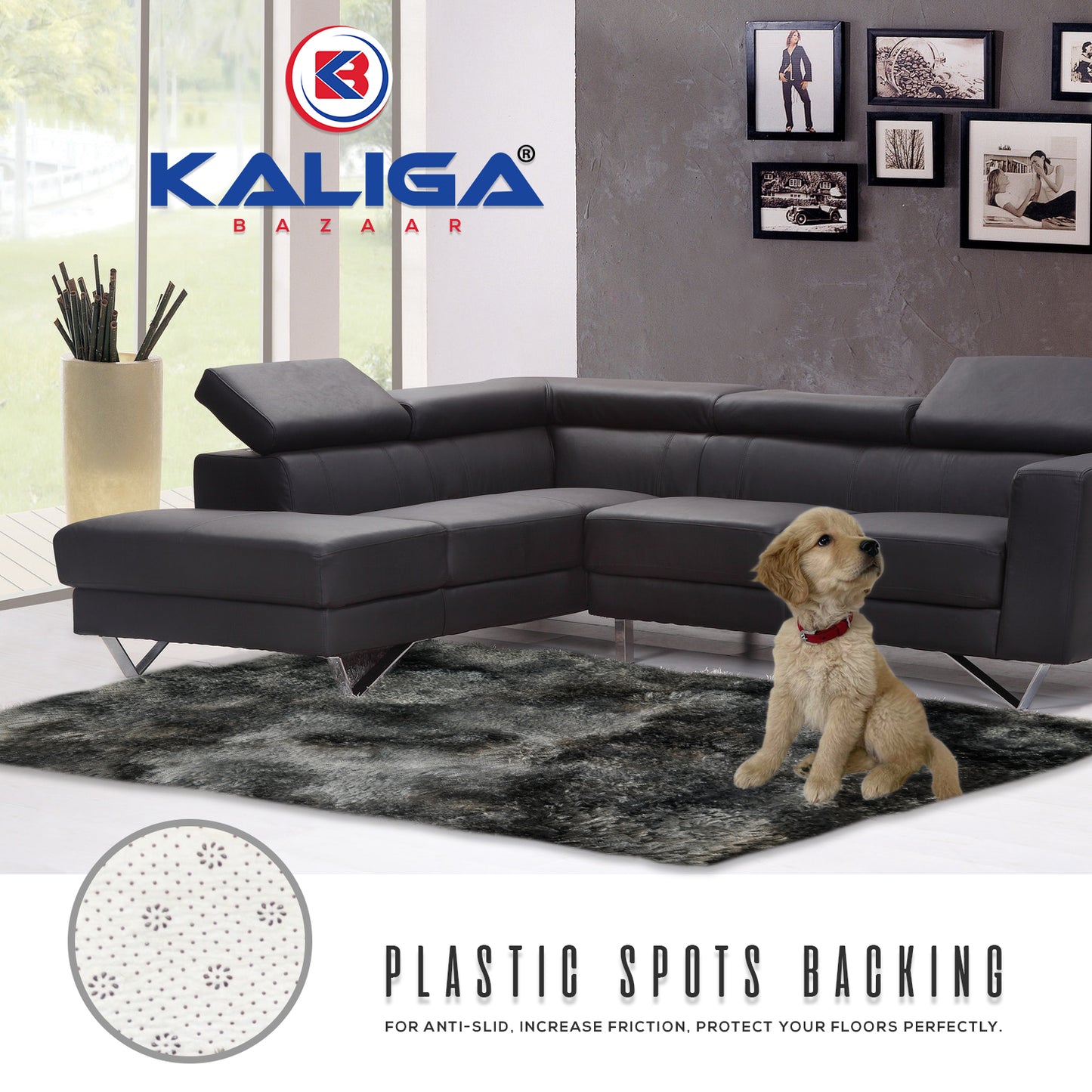 Kaliga Bazaar Rug for Bedroom Ultra Soft Fluffy Carpets for Kids Nursery Teens Room Girls Boys Thick Accent Rugs, 8 ft x 6 ft, Black