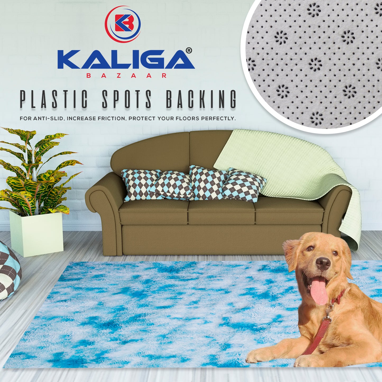 Kaliga Bazaar Rug for Bedroom Ultra Soft Fluffy Carpets for Kids Nursery Teens Room Girls Boys Thick Accent Rugs, 4 ft x 6 ft, Teel Blue