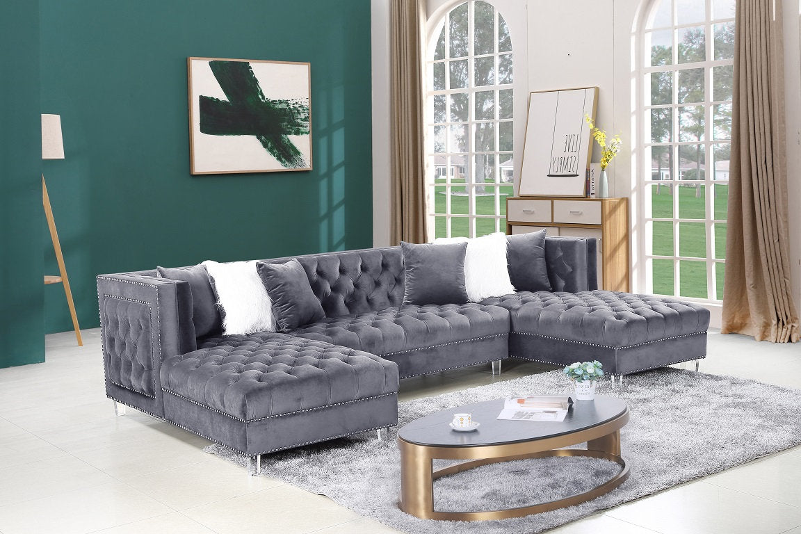 Sofa Sectional IF-9270 Grey Velvet