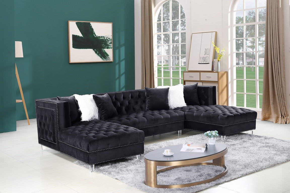 Sofa Sectional IF-9271 Black Velvet