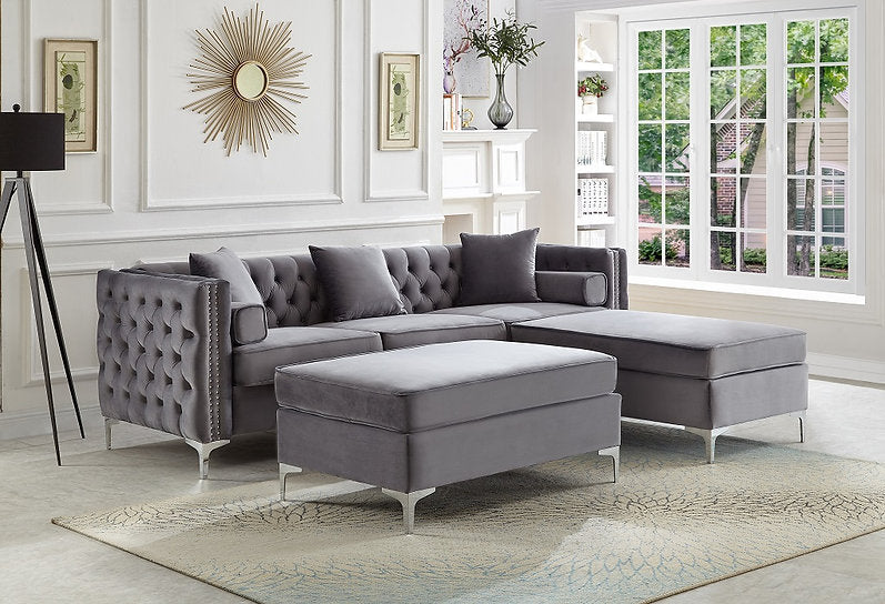 Sofa Sectional IF-9280 Grey Velvet