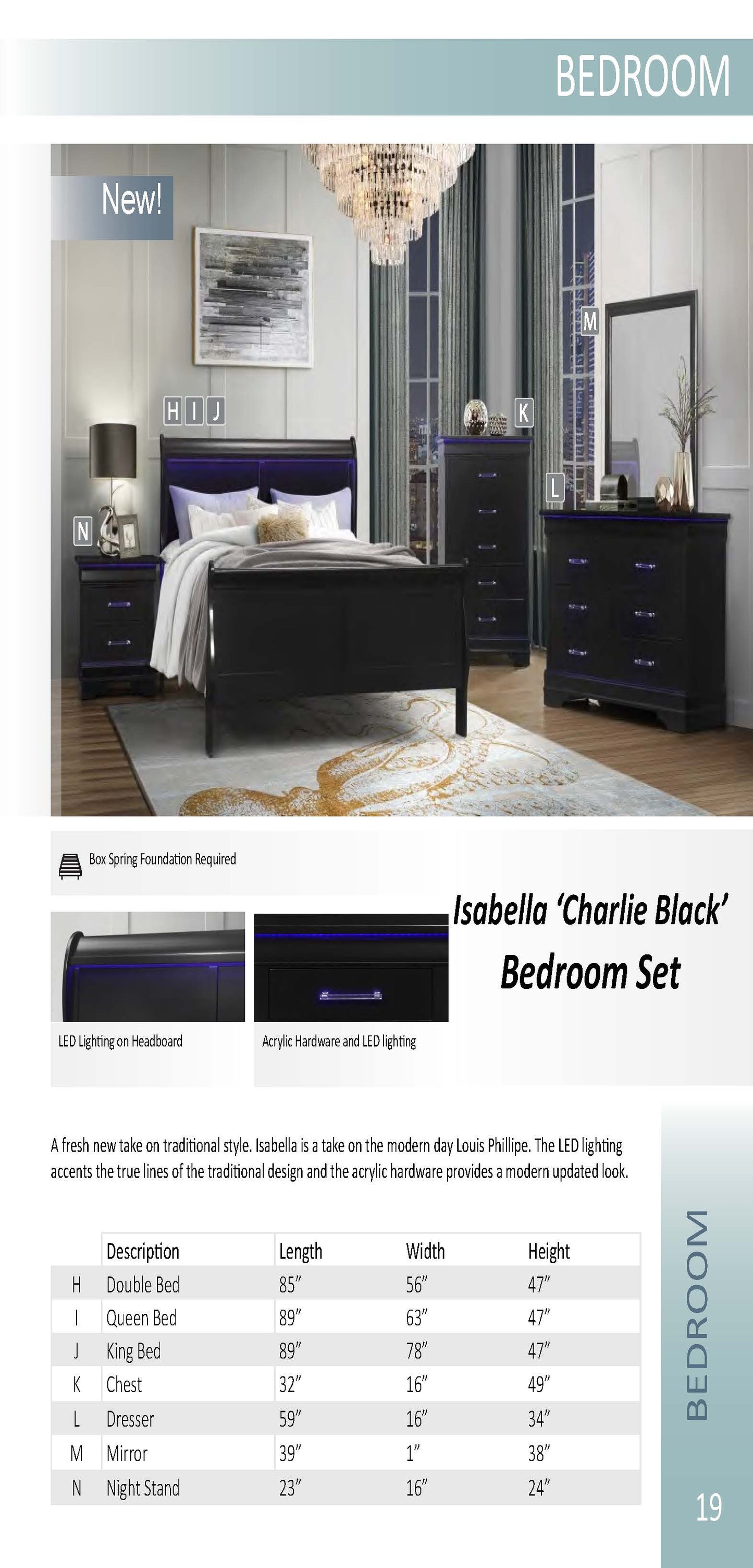 ISABELLA CHARLIE BLACK BEDROOM SET