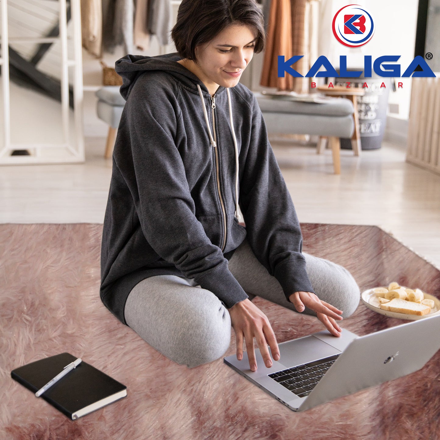 Kaliga Bazaar Rug for Bedroom Ultra Soft Fluffy Carpets for Kids Nursery Teens Room Girls Boys Thick Accent Rugs, 8 ft x 6 ft, Pink