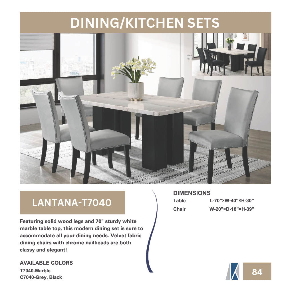 Lantana Set T7040 DTS Table 6 Grey Chairs