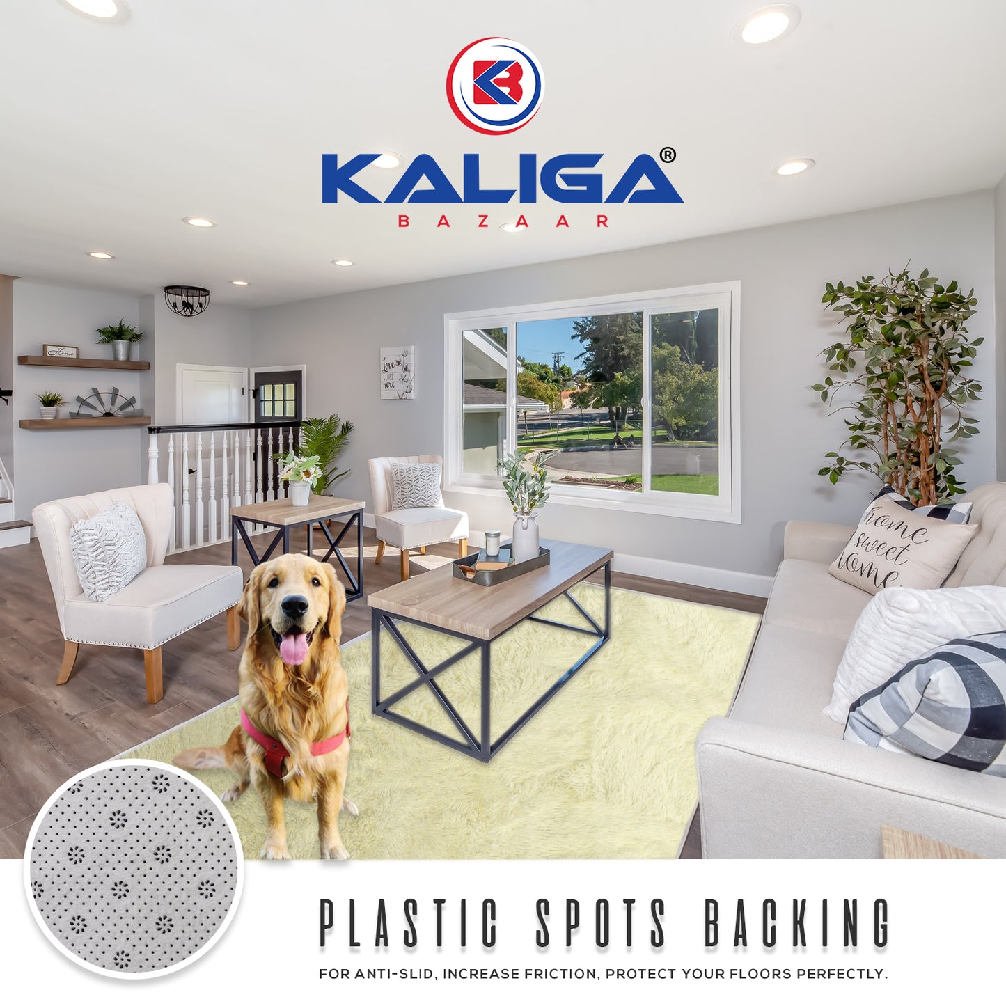 Kaliga Bazaar Rug for Bedroom Ultra Soft Fluffy Carpets for Kids Nursery Teens Room Girls Boys Thick Accent Rugs, 4 ft x 6 ft, Creamy White