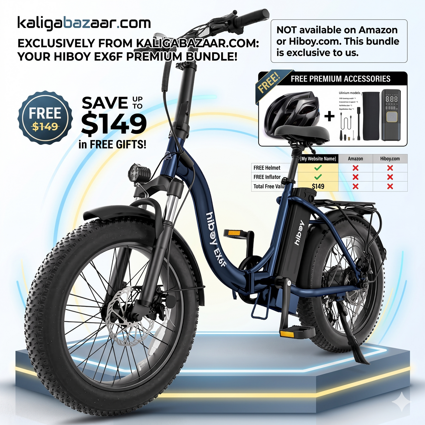 Hiboy EX6F Folding Fat Tire Electric Bike Pay in 3 Years RBC in store and shipping available