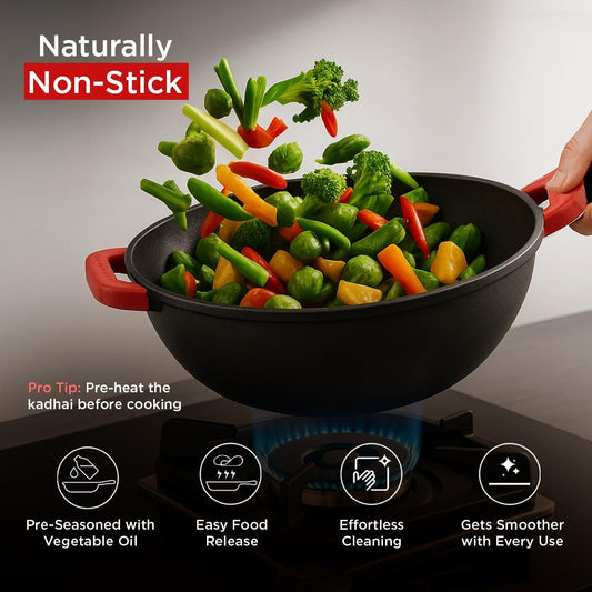 Pigeon Imperi Cast Iron Kadai With Lid 200