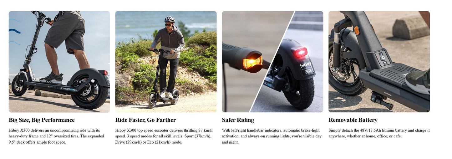 Hiboy X300 Big Wheel Electric Scooter for Hill Climbing Free Helmet 3 Years Payment Plan RBC