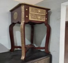 Hardwood Brass Side Table KB60