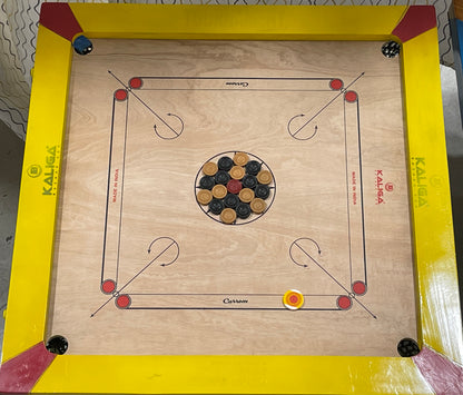 Kaliga Tournament Silver 12mm Special Joint Free Carrom Board Christmas sale free Carrom Stand(pickup only)+ Coins+Powder+Striker