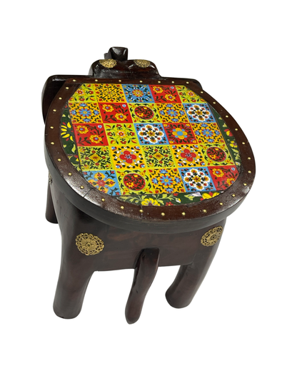 Hardwood Stool Large Elephant Decor