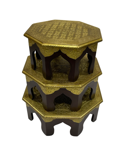 Brass 3 Set Stool for Puja