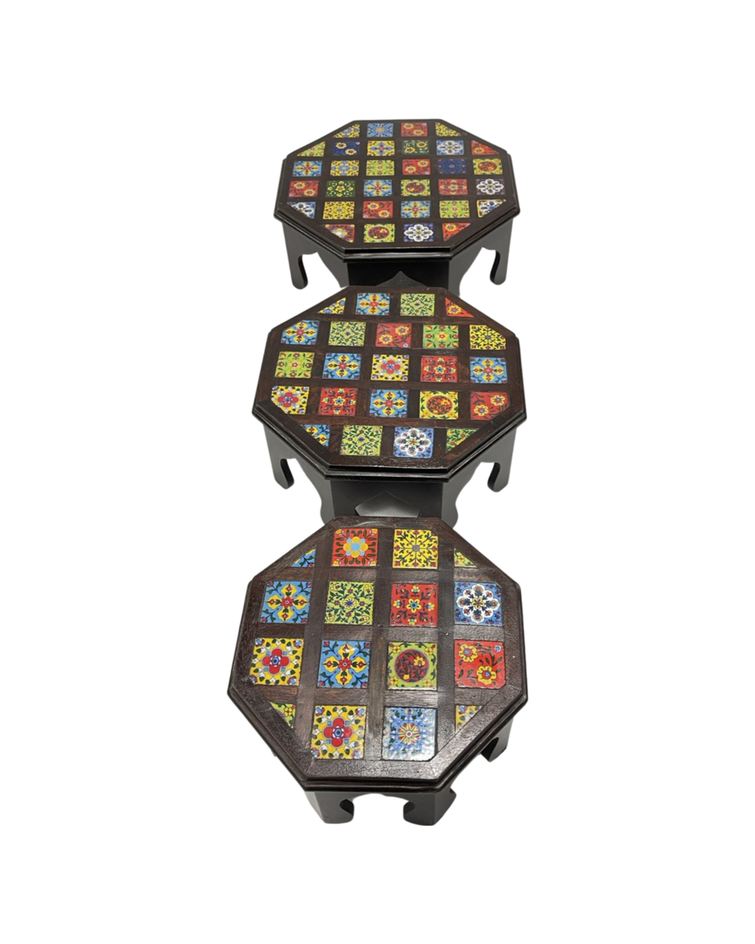 Wooden3 Set Stool for Puja Decor