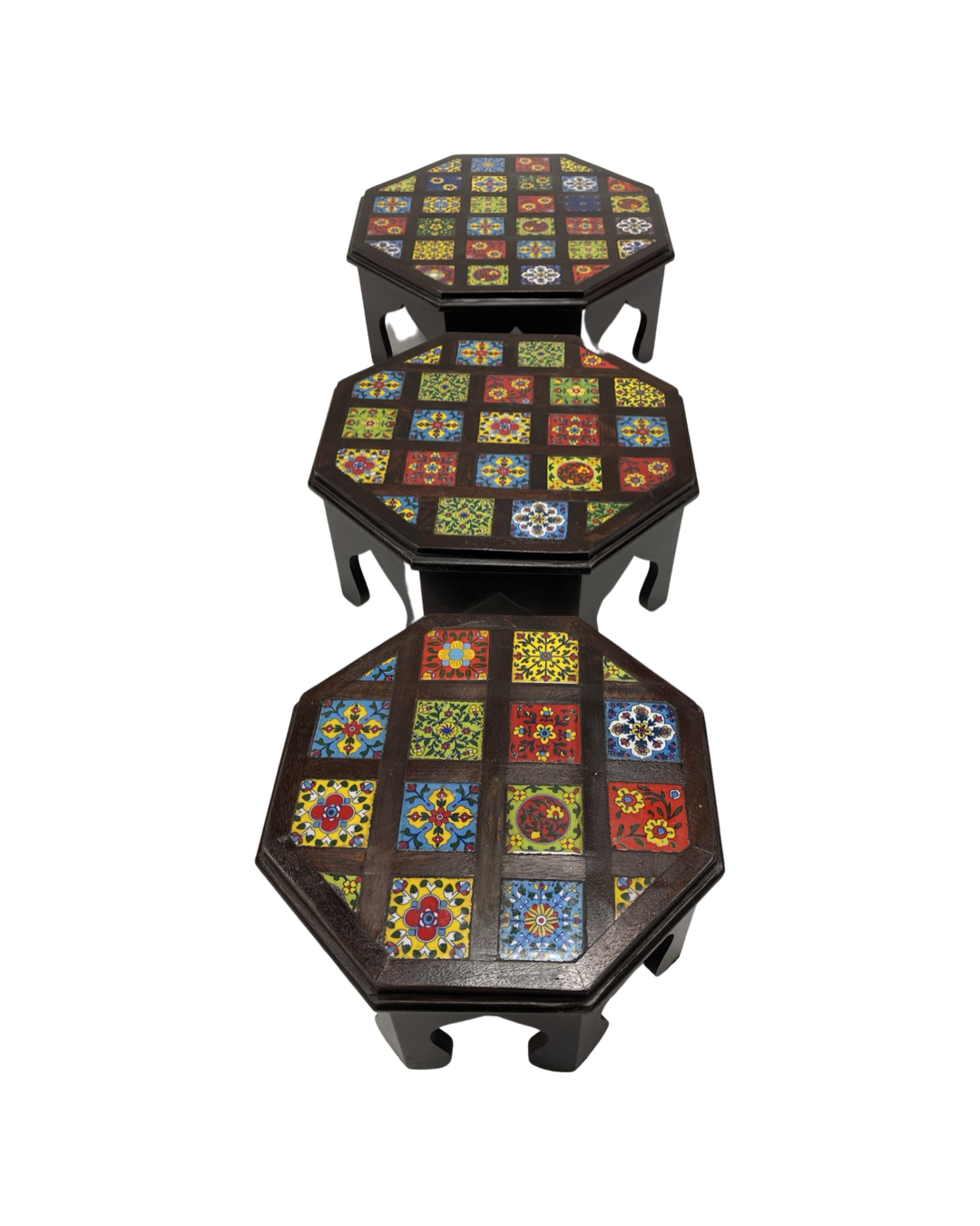 Wooden3 Set Stool for Puja Decor
