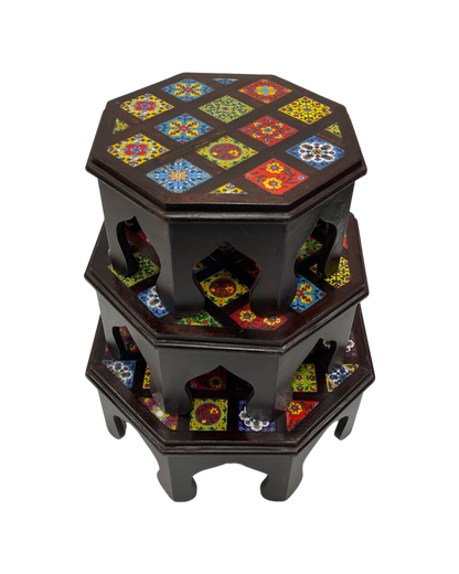 Wooden3 Set Stool for Puja Decor
