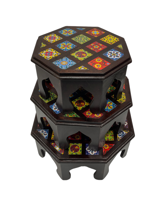 Wooden3 Set Stool for Puja Decor