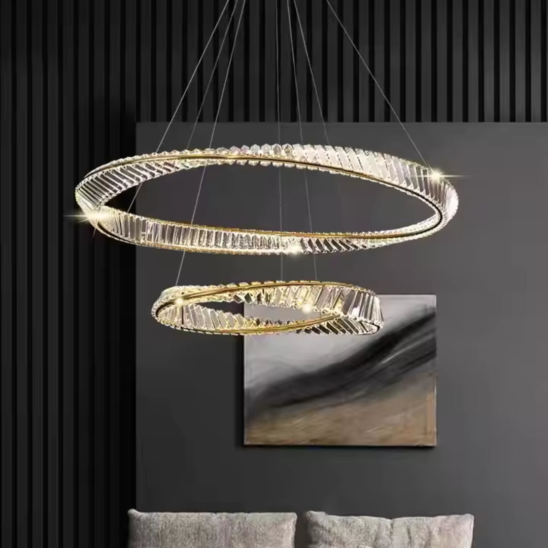 Crystal Chandelier Lights 2 Rings 60 + 80 Cms Luxury Home Lights