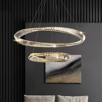 Crystal Chandelier Lights 2 Rings 60 + 80 Cms Luxury Home Lights