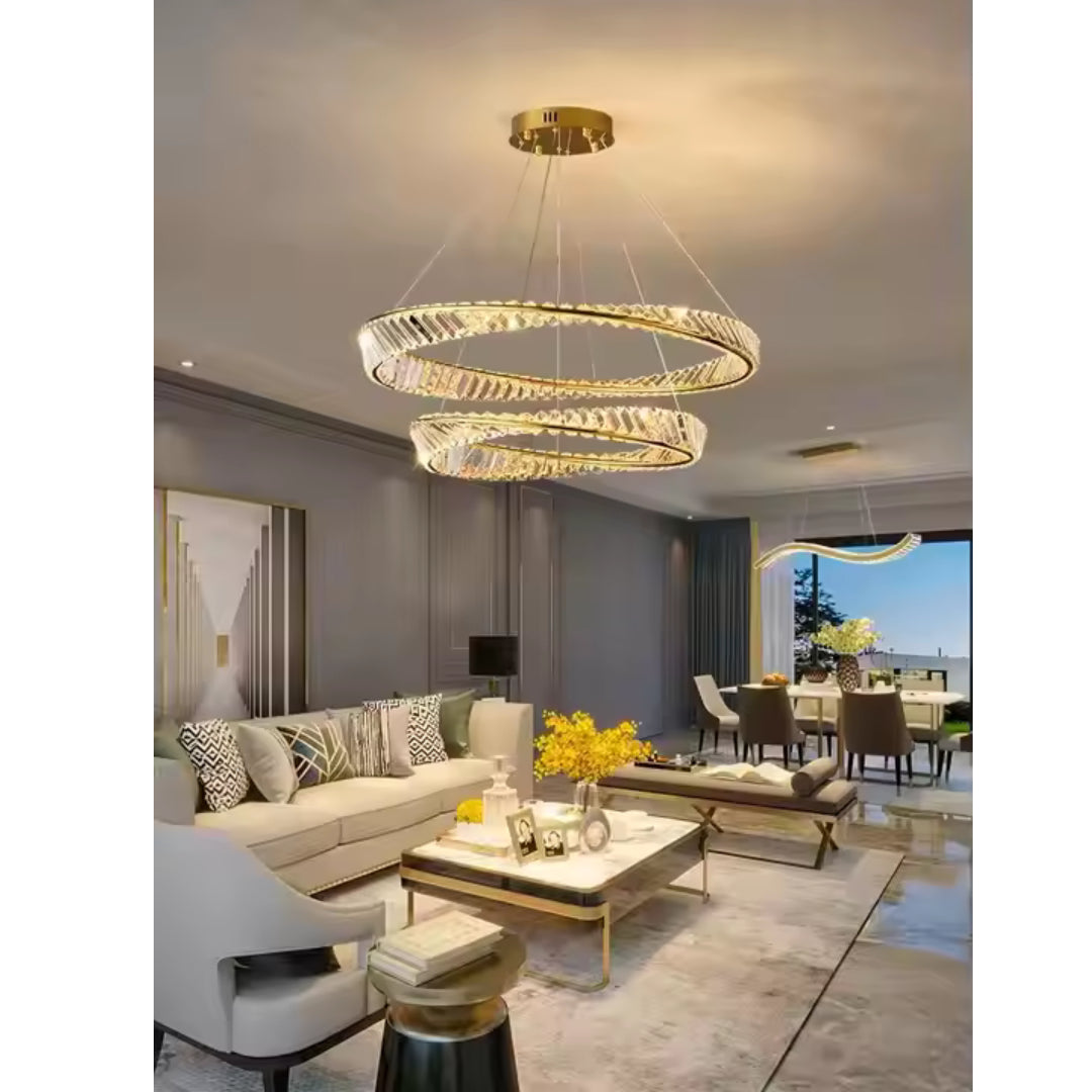 Crystal Chandelier Lights 2 Rings 60 + 80 Cms Luxury Home Lights