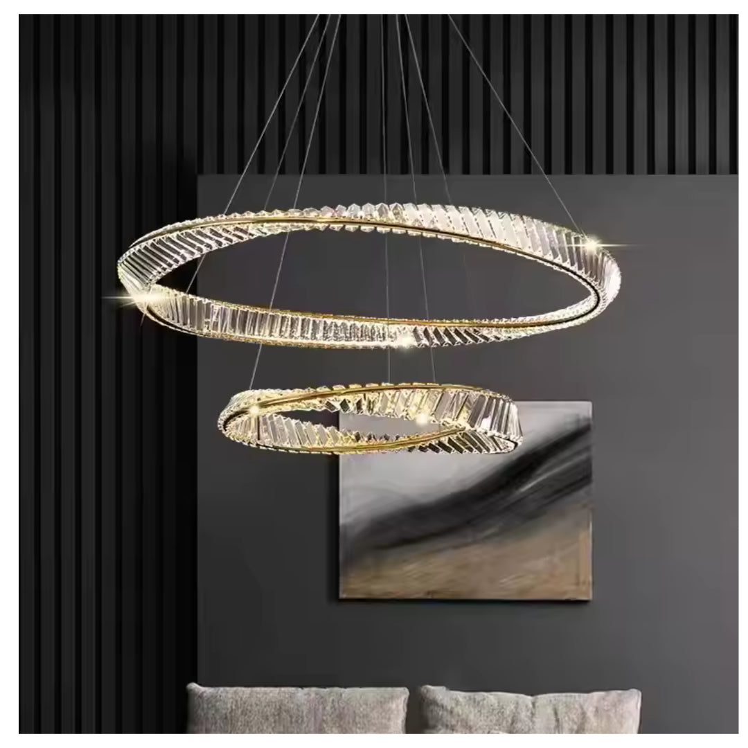 Crystal Chandelier Lights 2 Rings 60 + 80 Cms Luxury Home Lights