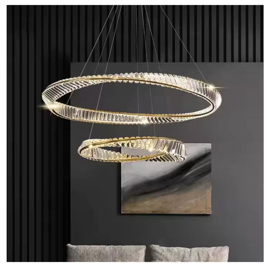 Crystal Chandelier Lights 2 Rings 60 + 80 Cms Luxury Home Lights
