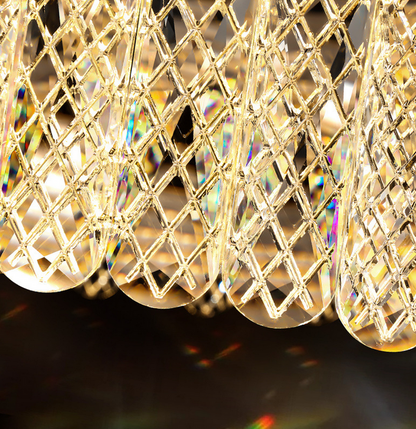 Crystal Chandelier Gold 3 Rings Luxury Home Lights