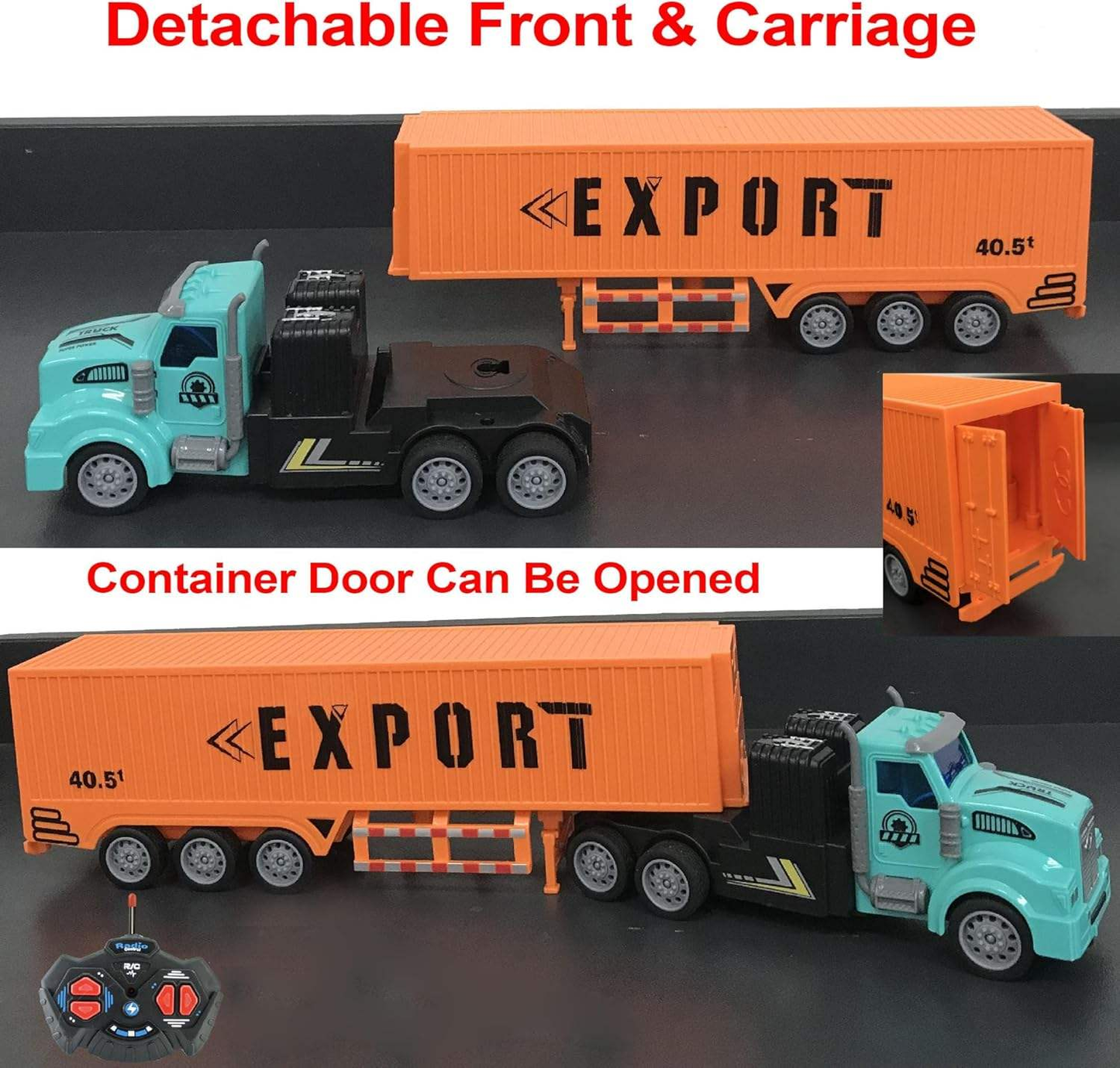 1：48 Scale four function light remote control container trailer Orange Color