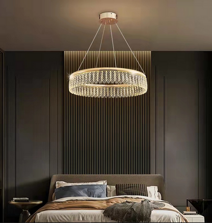 Crystal Chandelier Gold 3 Rings Luxury Home Lights