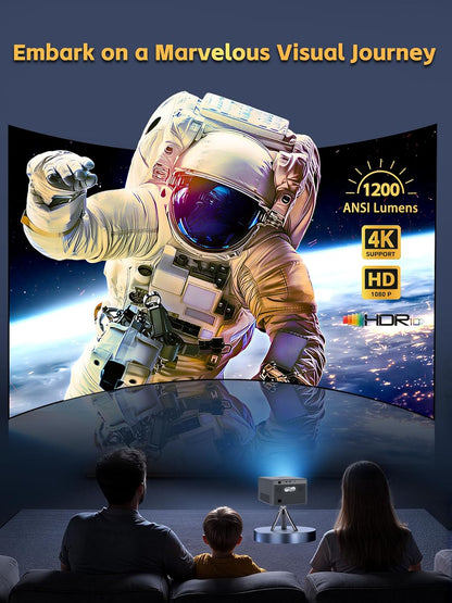 Movie Projector with Google TV & Voice Assistant,1500 ANSI Lumens 1080P Native,4K Support Outdoor Smart Projector, Auto Focus,Office Home Theater Video Projector with WiFi 6 & Bluetooth