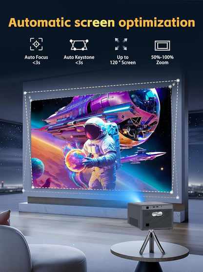 Movie Projector with Google TV & Voice Assistant,1500 ANSI Lumens 1080P Native,4K Support Outdoor Smart Projector, Auto Focus,Office Home Theater Video Projector with WiFi 6 & Bluetooth