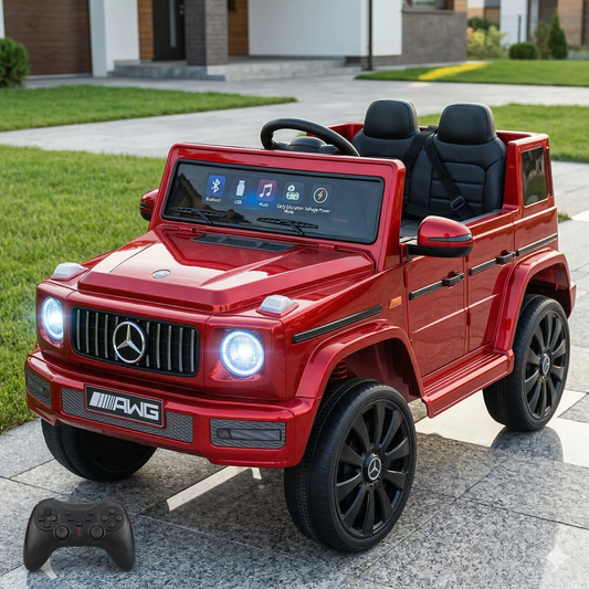AMG Mercedes UTV Luxury Ride on Car 12V 4WD 380 Motor 7AH Battery 4 Shock absorption Leather Seats Birthday Gift 2 Seater