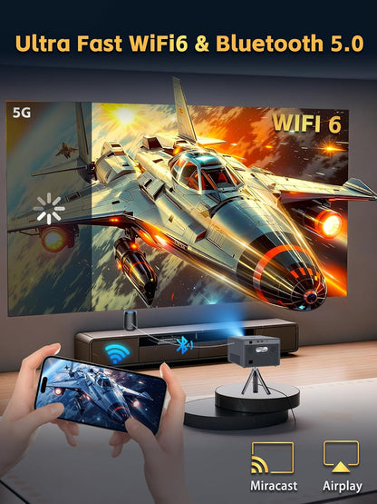 Movie Projector with Google TV & Voice Assistant,1500 ANSI Lumens 1080P Native,4K Support Outdoor Smart Projector, Auto Focus,Office Home Theater Video Projector with WiFi 6 & Bluetooth