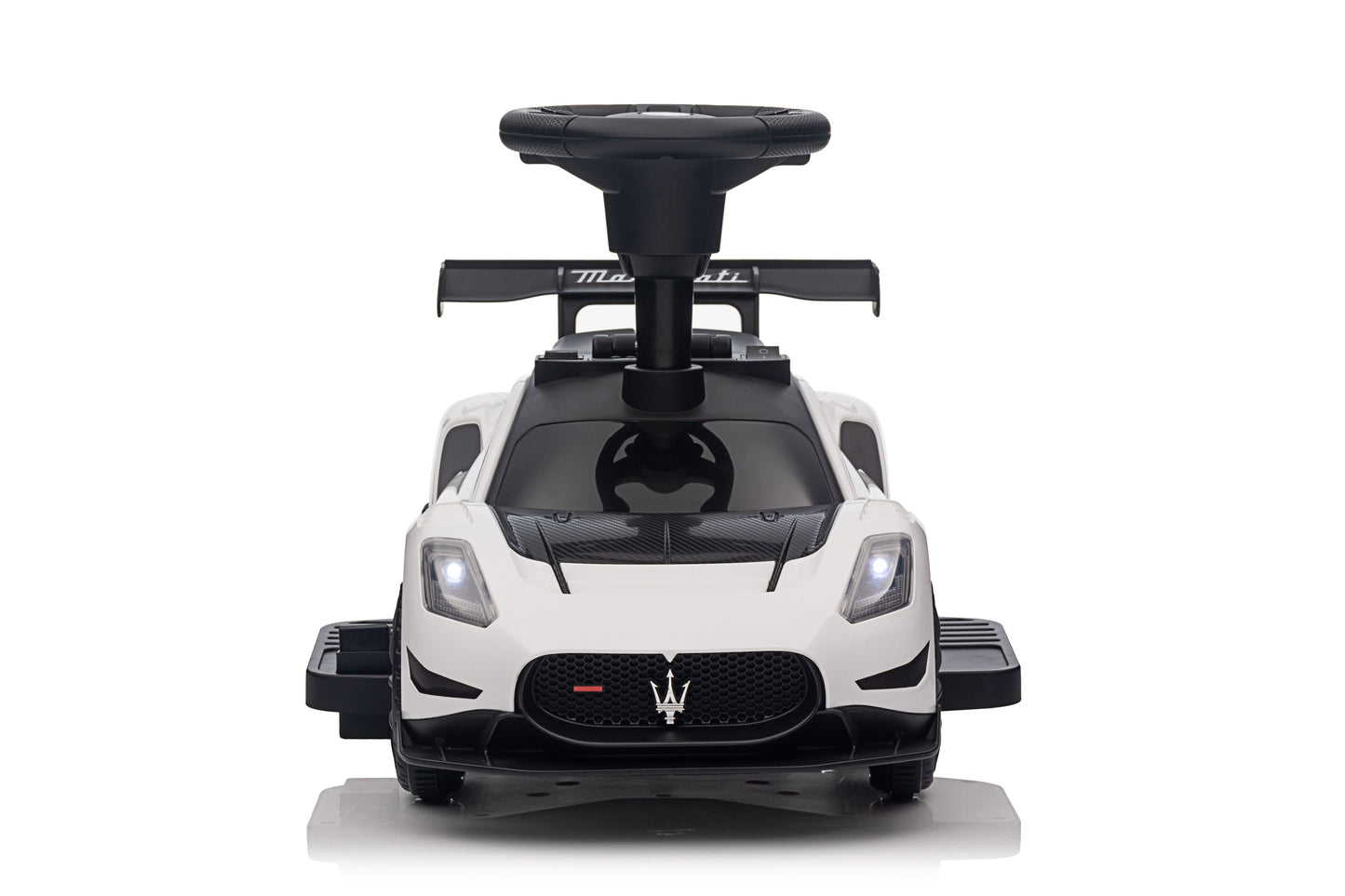 Maserati MC20 GT2 Licensed Ride on Car White Yellow Ride on Push Car 2 in 1 Kid Ride on Push Car Stroller Sliding Ride on Car with Horn Music Light Function Secure Bar Ride on Toy for Boy Girl Toddlers 1-3 Years Old