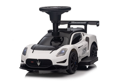 Maserati MC20 GT2 Licensed Ride on Car White Yellow Ride on Push Car 2 in 1 Kid Ride on Push Car Stroller Sliding Ride on Car with Horn Music Light Function Secure Bar Ride on Toy for Boy Girl Toddlers 1-3 Years Old