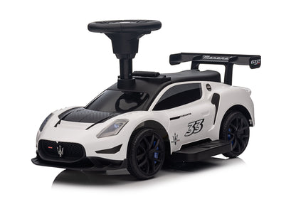 Maserati MC20 GT2 Licensed Ride on Car White Yellow Ride on Push Car 2 in 1 Kid Ride on Push Car Stroller Sliding Ride on Car with Horn Music Light Function Secure Bar Ride on Toy for Boy Girl Toddlers 1-3 Years Old