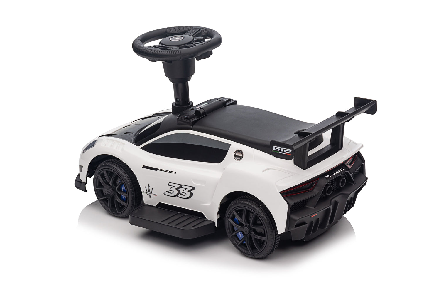 Maserati MC20 GT2 Licensed Ride on Car White Yellow Ride on Push Car 2 in 1 Kid Ride on Push Car Stroller Sliding Ride on Car with Horn Music Light Function Secure Bar Ride on Toy for Boy Girl Toddlers 1-3 Years Old