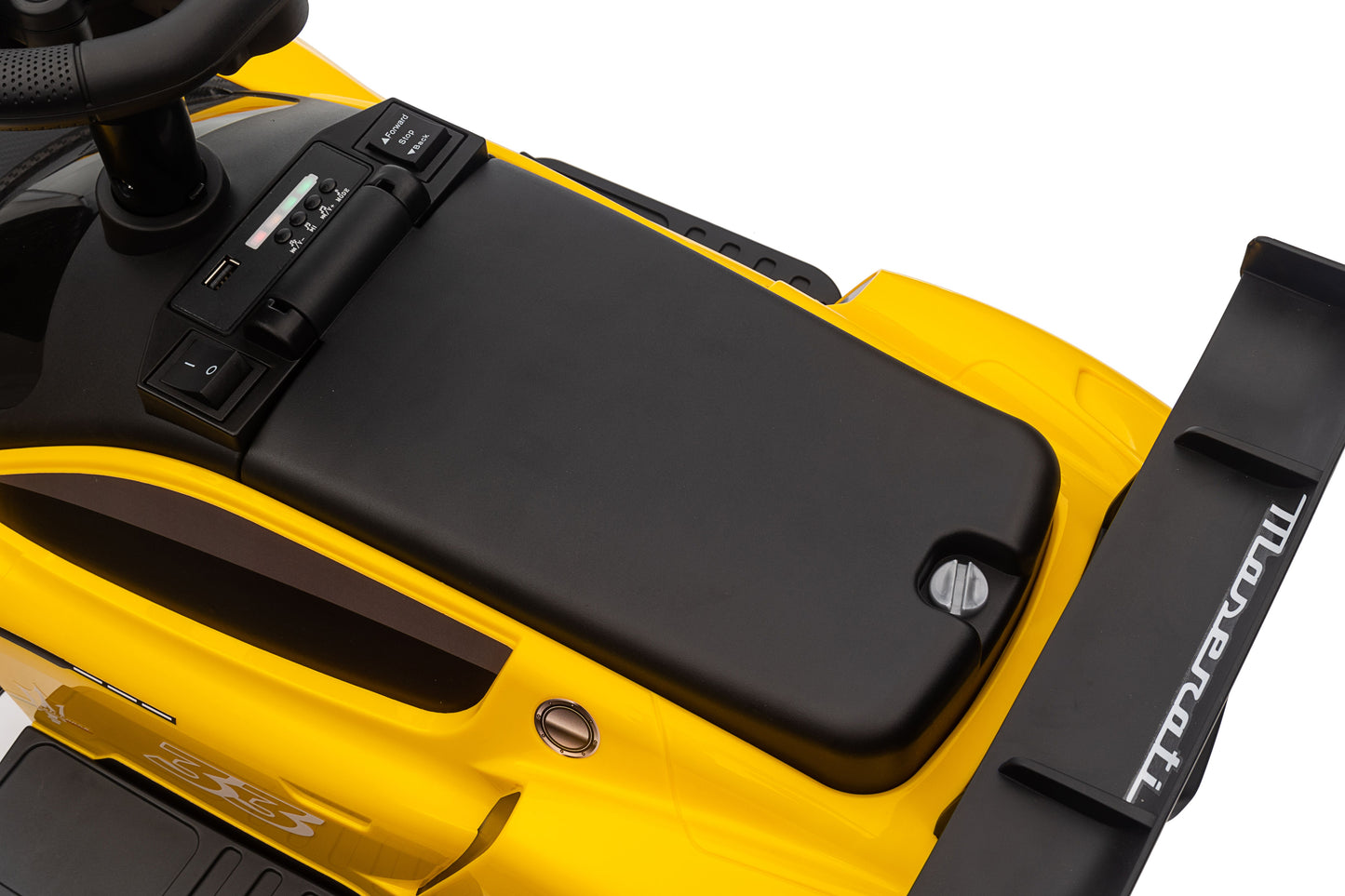 Maserati MC20 GT2 Licensed Ride on Car White Yellow Ride on Push Car 2 in 1 Kid Ride on Push Car Stroller Sliding Ride on Car with Horn Music Light Function Secure Bar Ride on Toy for Boy Girl Toddlers 1-3 Years Old