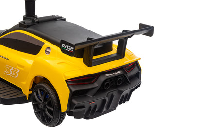 Maserati MC20 GT2 Licensed Ride on Car White Yellow Ride on Push Car 2 in 1 Kid Ride on Push Car Stroller Sliding Ride on Car with Horn Music Light Function Secure Bar Ride on Toy for Boy Girl Toddlers 1-3 Years Old