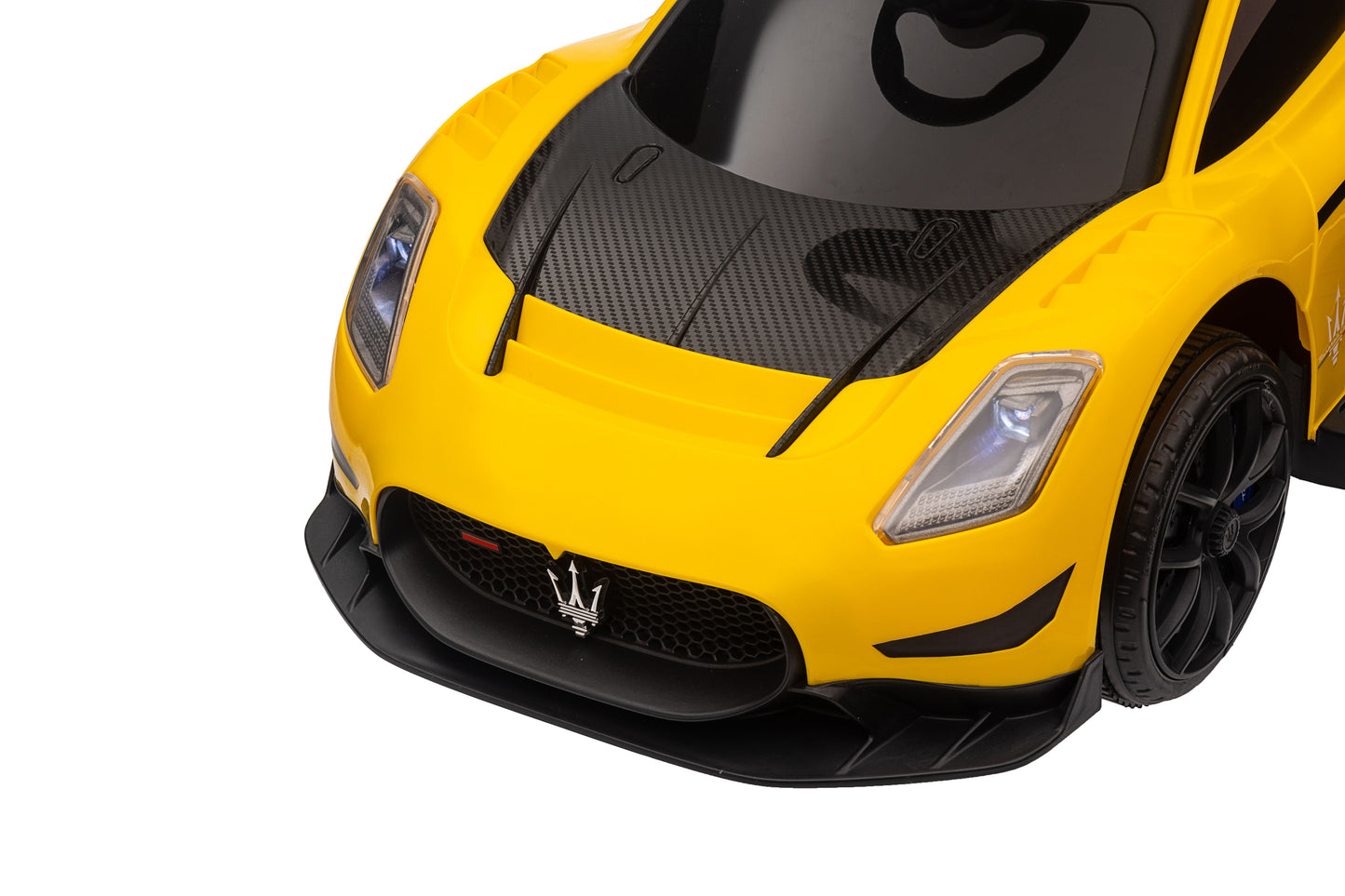 Maserati MC20 GT2 Licensed Ride on Car White Yellow Ride on Push Car 2 in 1 Kid Ride on Push Car Stroller Sliding Ride on Car with Horn Music Light Function Secure Bar Ride on Toy for Boy Girl Toddlers 1-3 Years Old