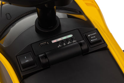 Maserati MC20 GT2 Licensed Ride on Car White Yellow Ride on Push Car 2 in 1 Kid Ride on Push Car Stroller Sliding Ride on Car with Horn Music Light Function Secure Bar Ride on Toy for Boy Girl Toddlers 1-3 Years Old