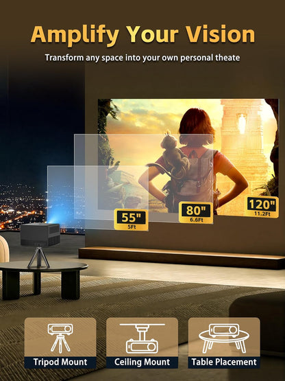 2200 ANSI Smart Projector with 1080P Native Office Video Projector, Indoor Movie Projector with 4K Support, Auto Focus,Home Theater Movie Projector with WiFi 6 & Bluetooth