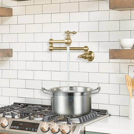 Modern Single-Handle Brass Kitchen Faucet Rotate Fold Extended Wall-Mounted Tap Ceramic Valve Core Classic Styles for Hotels