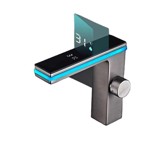 LED Ambient Lighting Digital Display Modern Single-Hole Bathroom Faucet Hot & Cold Water Basin Intelligent Sense Faucets