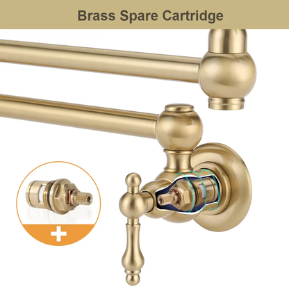 Modern Single-Handle Brass Kitchen Faucet Rotate Fold Extended Wall-Mounted Tap Ceramic Valve Core Classic Styles for Hotels