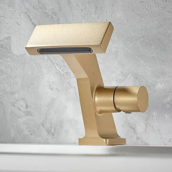 Single-Handle Grey Brass Basin Faucet Hot Cold 1-Hole Bathroom Sink Mixer Tap Ceramic Deck Mounted Lavatory Faucet Kitchen Use