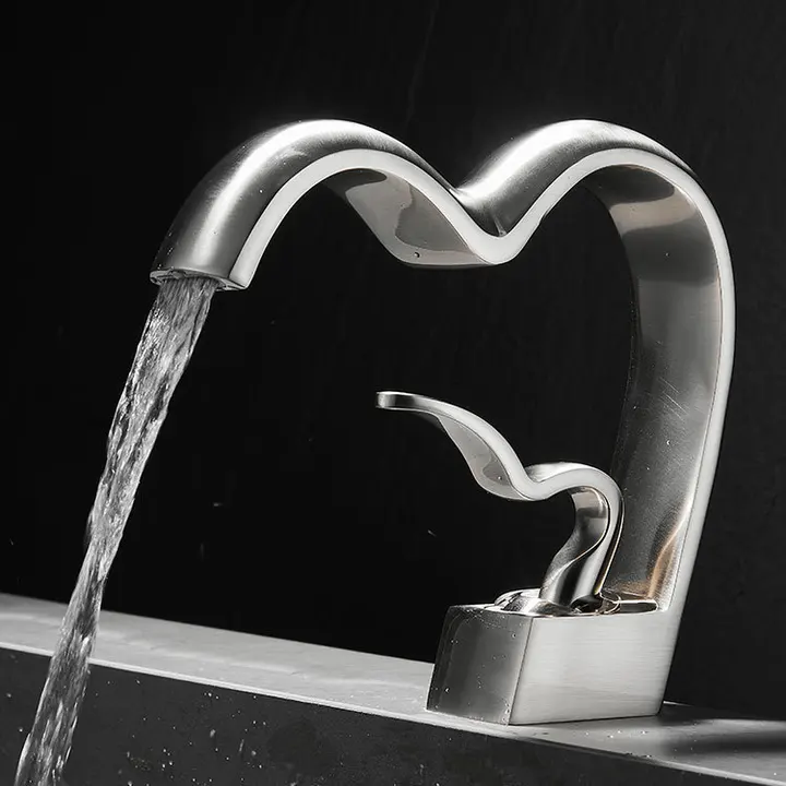 Modern Single-Handle Gold Bathroom Taps Good Selling Brass Zinc Basin Mixer Ceramic Valve Core Single-Hole Mount Living Room