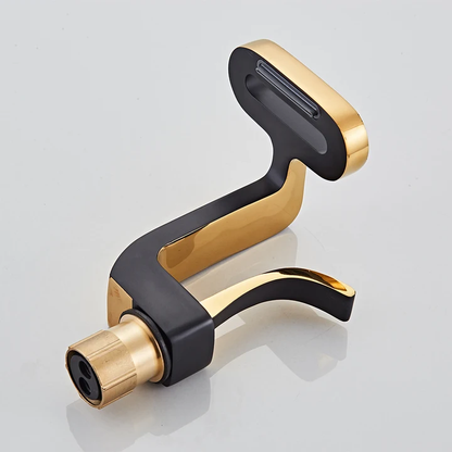 Modern Single-Handle Hot & Cold Waterfall Bath Faucet Special Design Bathroom Sink Brass Mixer Tap with Ceramic Valve Core