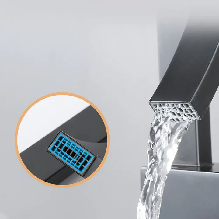 Luxury Modern Single-Handle Brass Bathroom Faucet Deck Mounted Black Sink Mixer Tap Water Tap for Basin Spout Hall Application